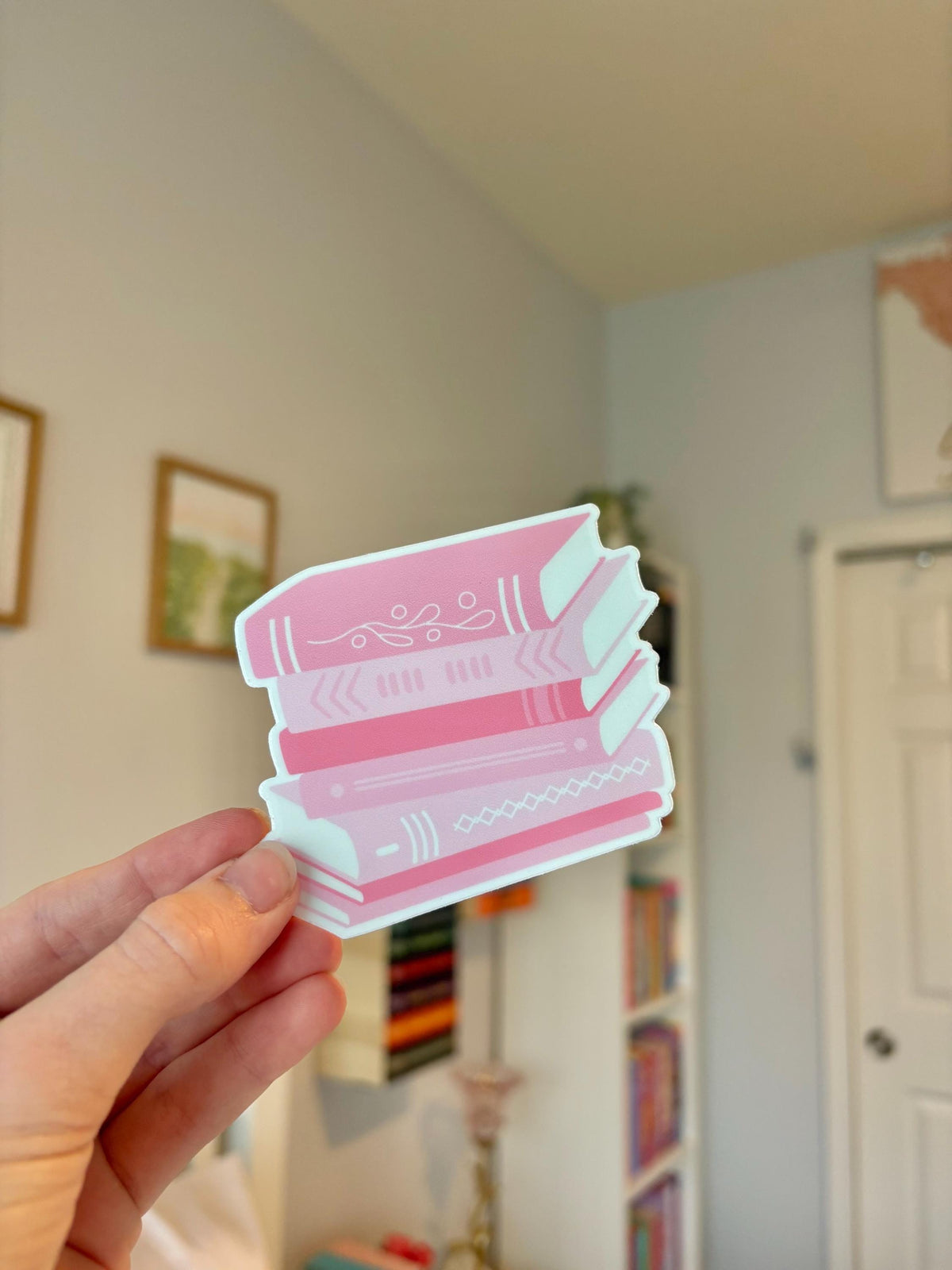 Pink Book Stack Sticker